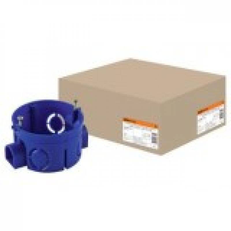Установочная коробка СП D68х42 мм, саморезы, стыковочные узлы, синяя, IP20, TDM
