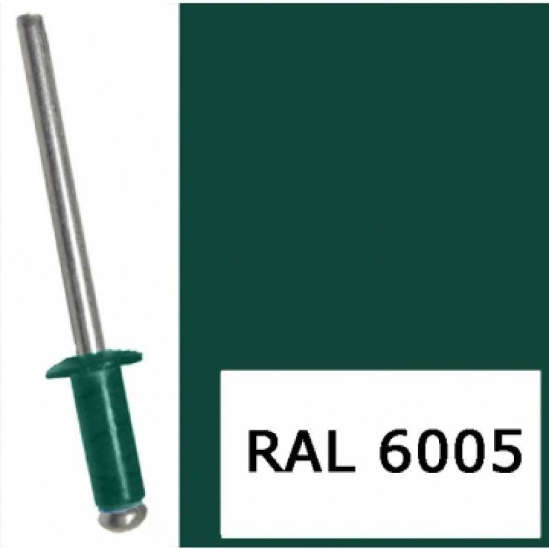 Заклепка вытяжная, окрашенная в цвета RAL 4,8x12 RAL 6005 зеленый мох (1000 шт)