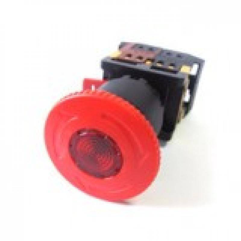Кнопка Грибок АNЕ-22 красный d22 мм неон/230В 1з+1р с фиксацией