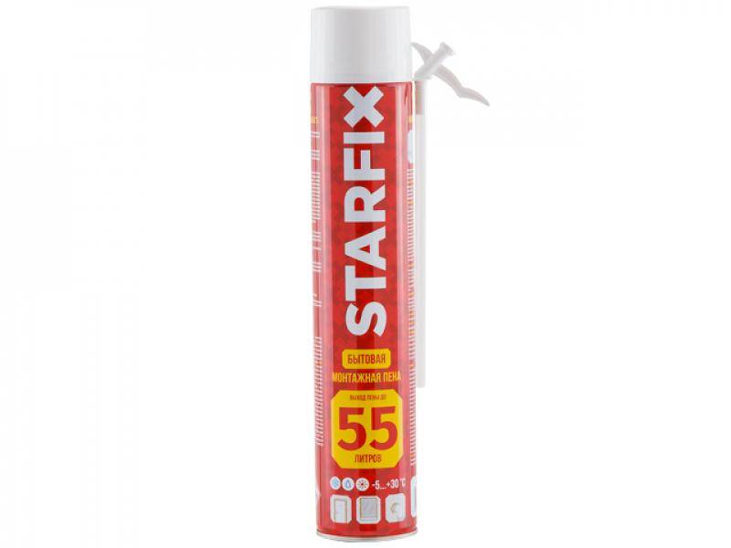 Пена монтажная бытовая STARFIX Foam 55 (750 мл) (Выход пены до 55 литров)